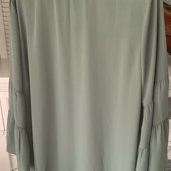 boho flowy sage green boho festival popover flirty blouse Feminine ruffles 18/20 - Picture 4 of 8